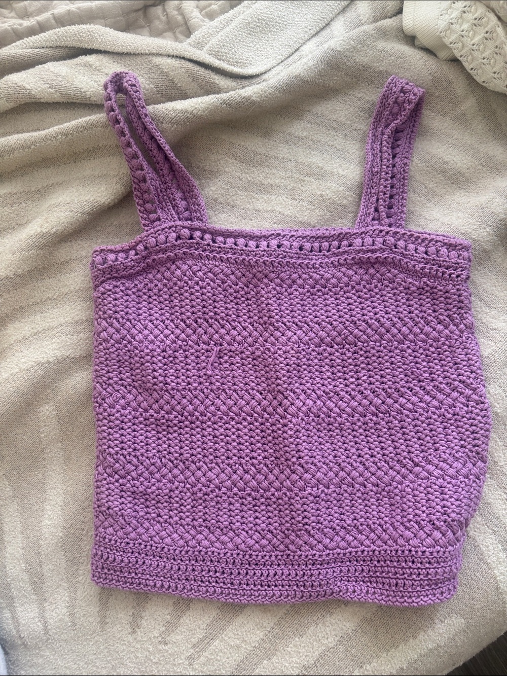 Vince Lavender Crochet Knit Tank Top